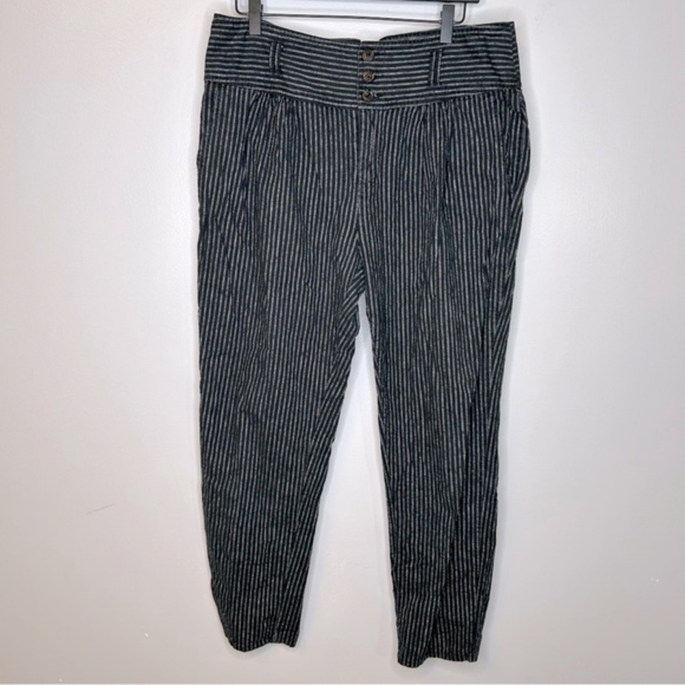 Sundance Amelia Black Striped Linen‎ Pants Size 12 - Picture 3 of 8